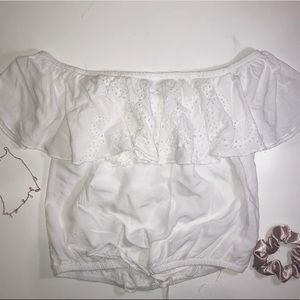 Mossimo White Off the Shoulder Ruffle Top